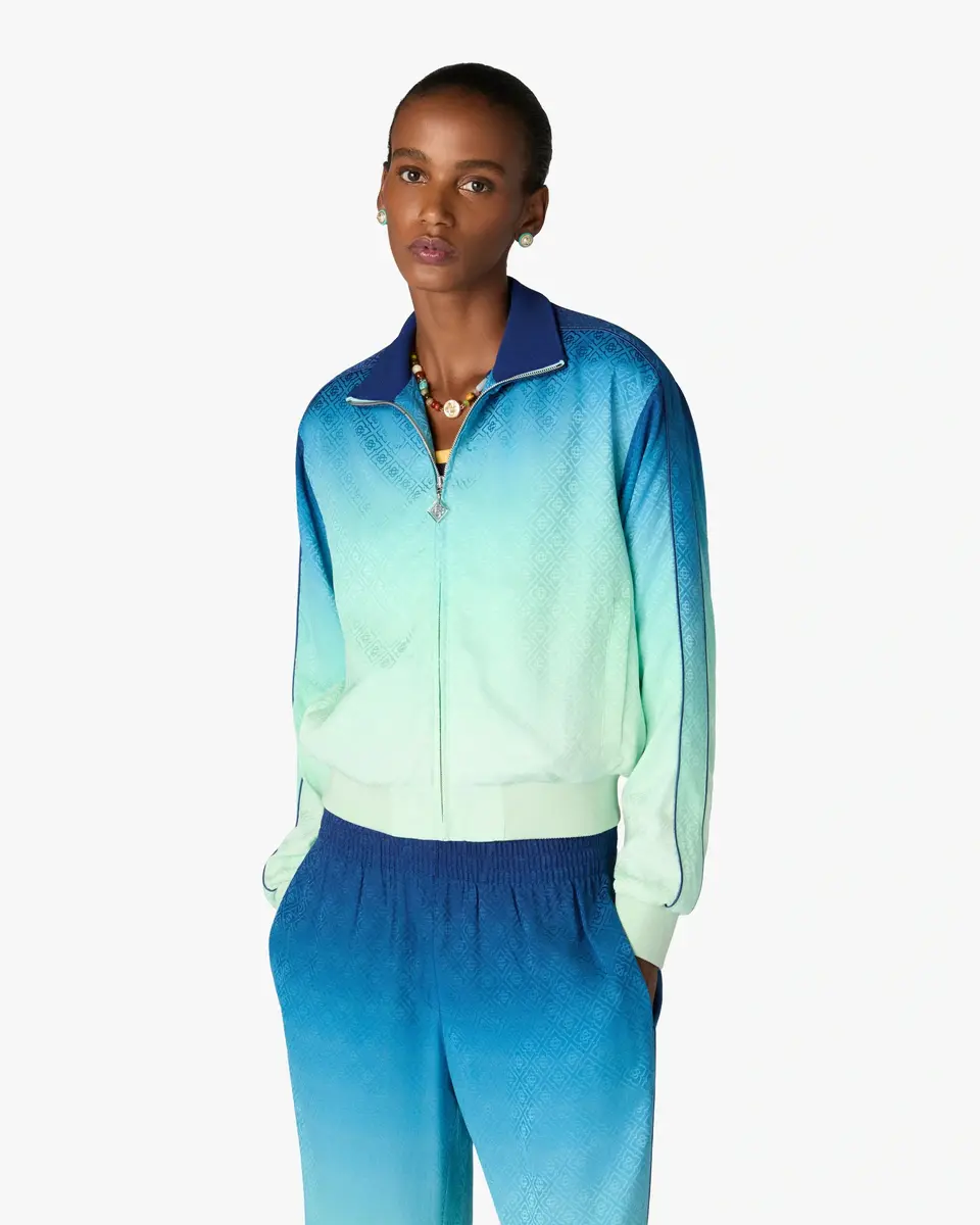 Casablanca Blue & Green Gradient Monogram Jacquard Track Jacket | Thumbnail 4