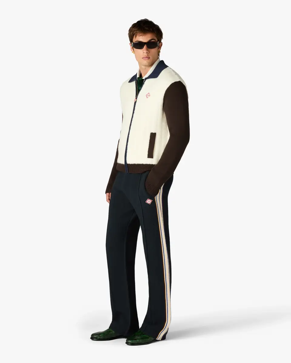 Casablanca Café Culture Wool Fleece Track Jacket in White | Thumbnail 3