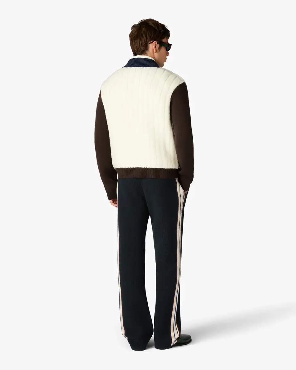 Casablanca Café Culture Wool Fleece Track Jacket in White | Thumbnail 4