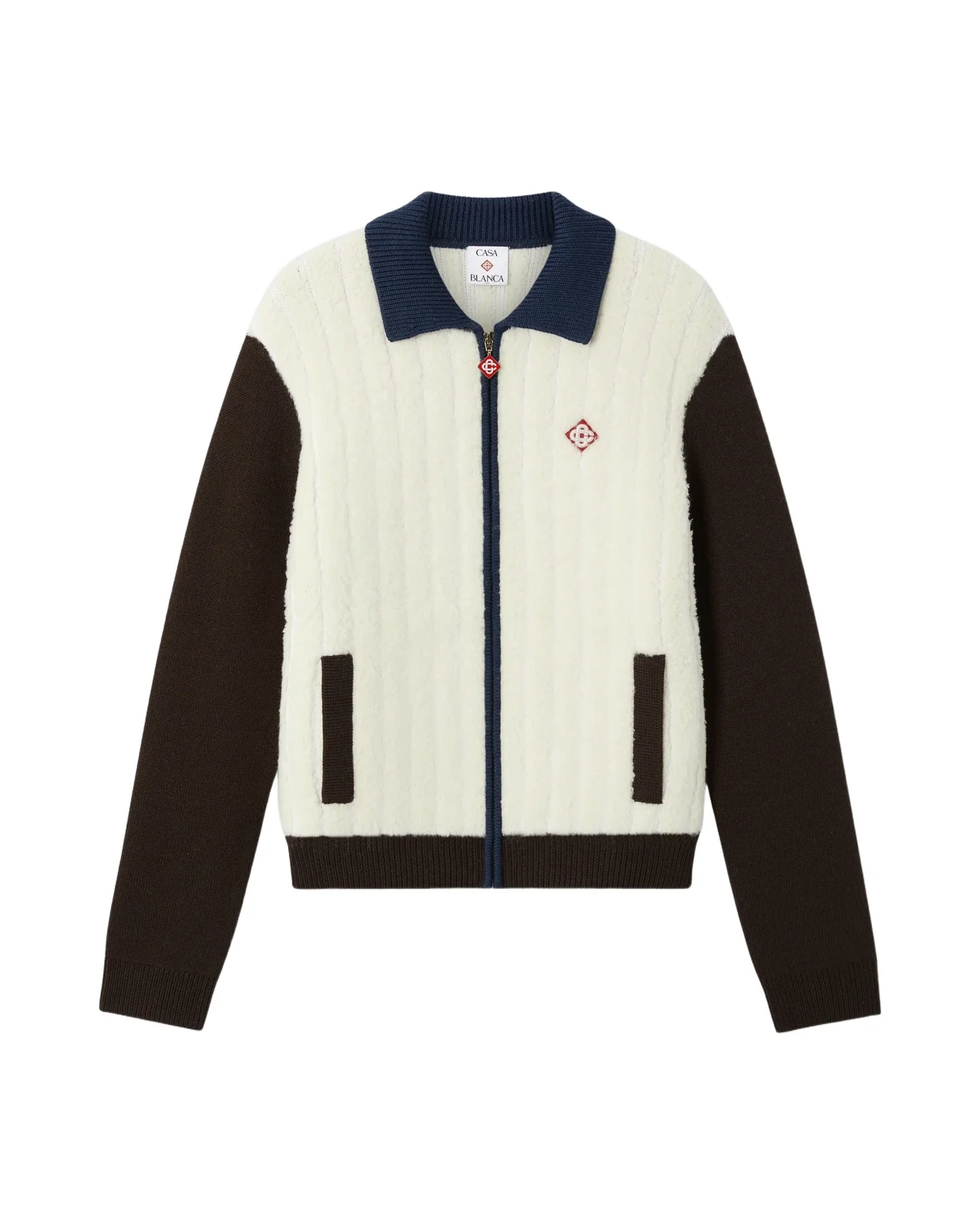 Casablanca Café Culture Wool Fleece Track Jacket in White