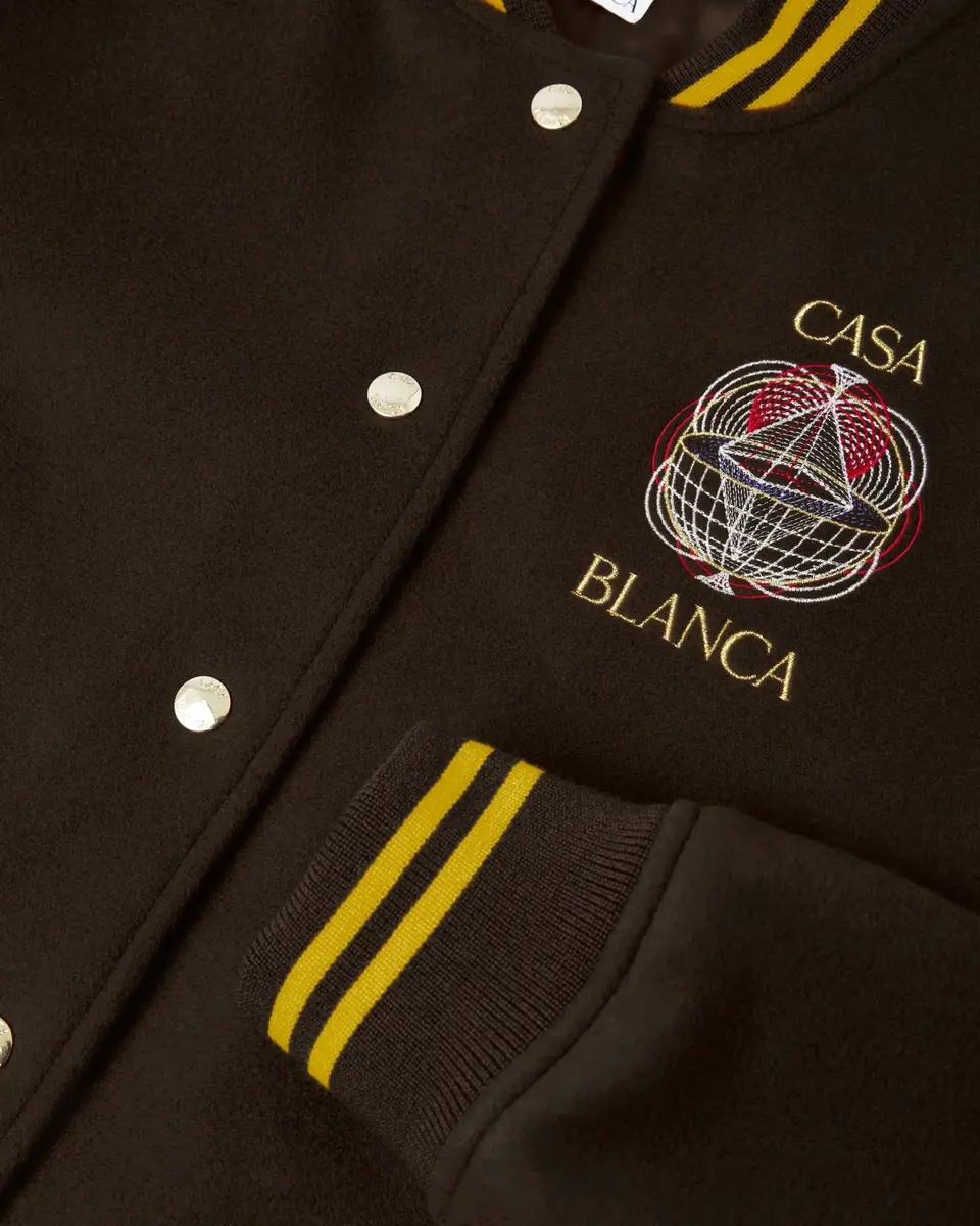 Casablanca Brown Celestial Pyramid Wool Varsity Jacket in Yellow | Thumbnail 6 Casablanca Brown Celestial Pyramid Wool Varsity Jacket in Yellow | Thumbnail 6