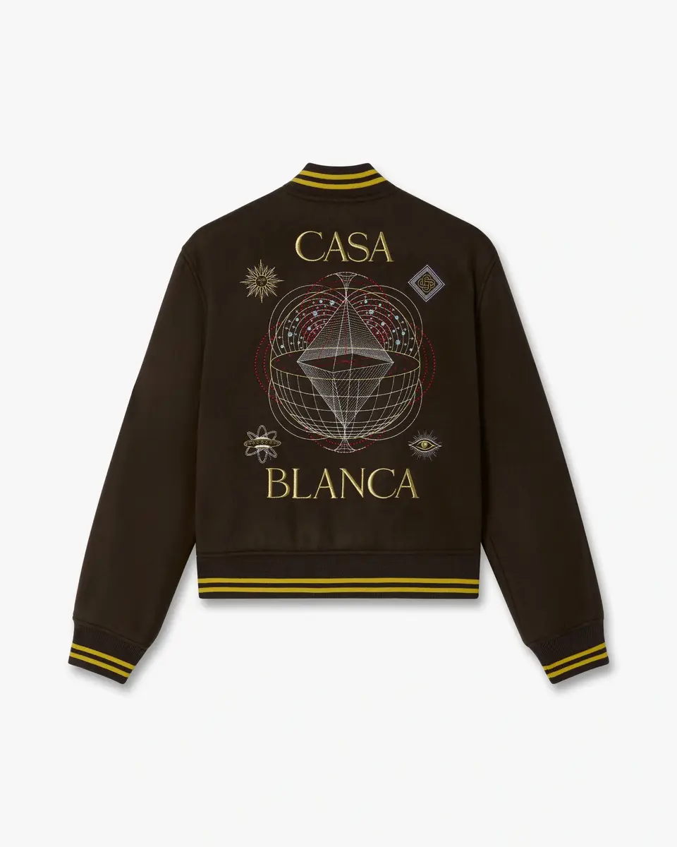 Casablanca Brown Celestial Pyramid Wool Varsity Jacket in Yellow | Thumbnail 7 Casablanca Brown Celestial Pyramid Wool Varsity Jacket in Yellow | Thumbnail 7