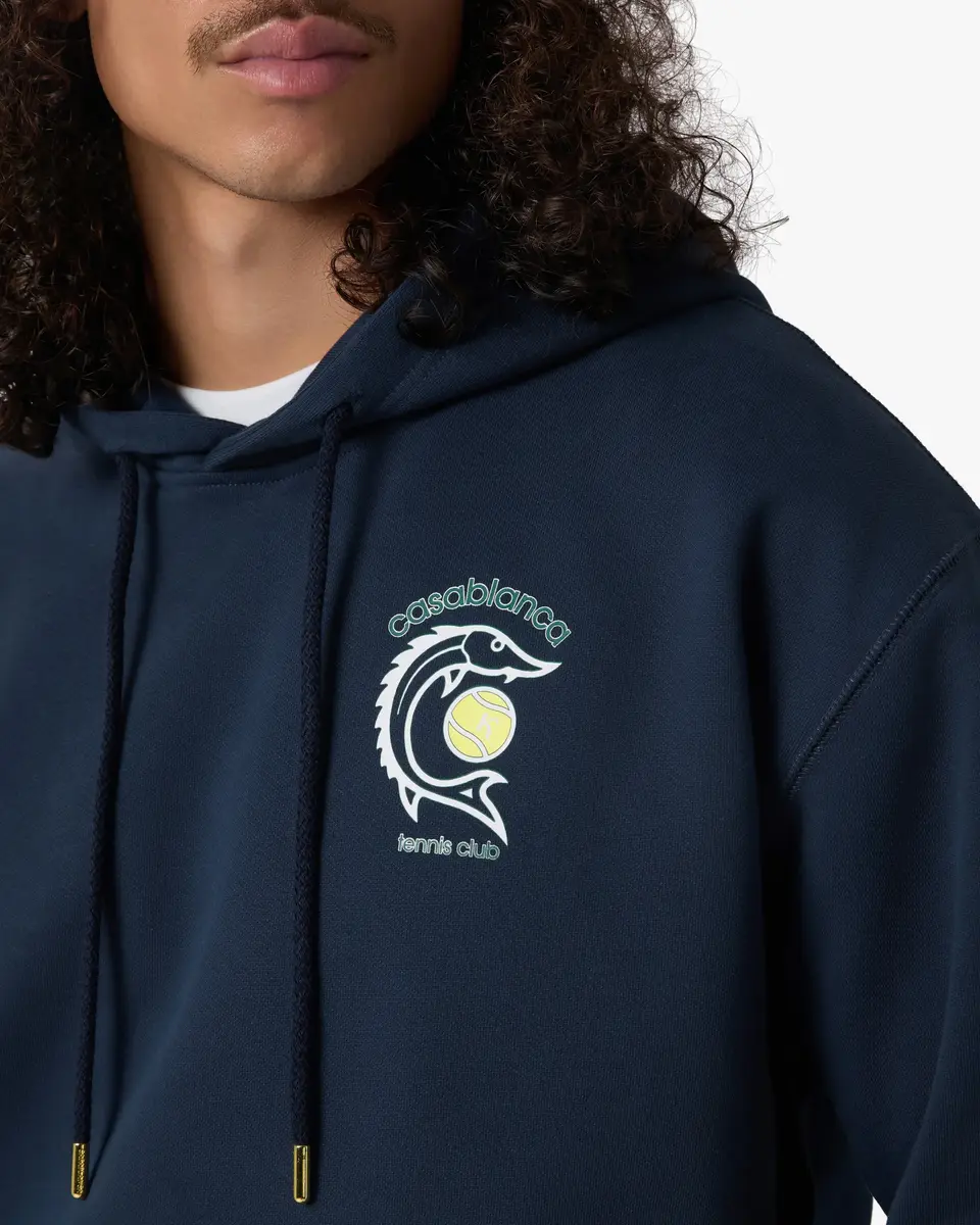 Casablanca Navy Casa Kaspia New York Tennis Club Hooded Sweatshirt | Thumbnail 5 Casablanca Navy Casa Kaspia New York Tennis Club Hooded Sweatshirt | Thumbnail 5