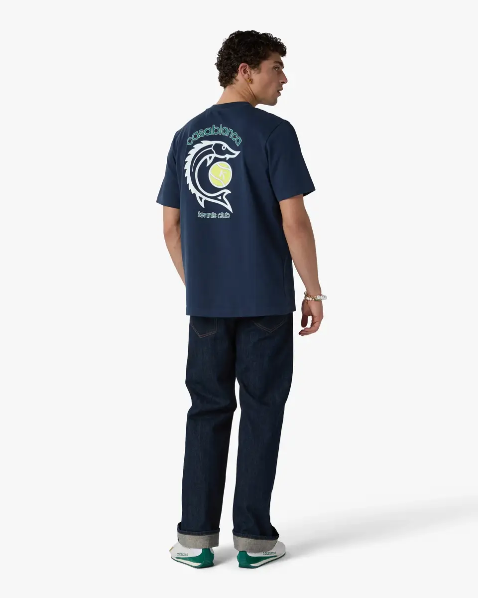 Casablanca Navy Casa Kaspia New York Tennis Club Short Sleeve T-Shirt | Thumbnail 3 Casablanca Navy Casa Kaspia New York Tennis Club Short Sleeve T-Shirt | Thumbnail 3