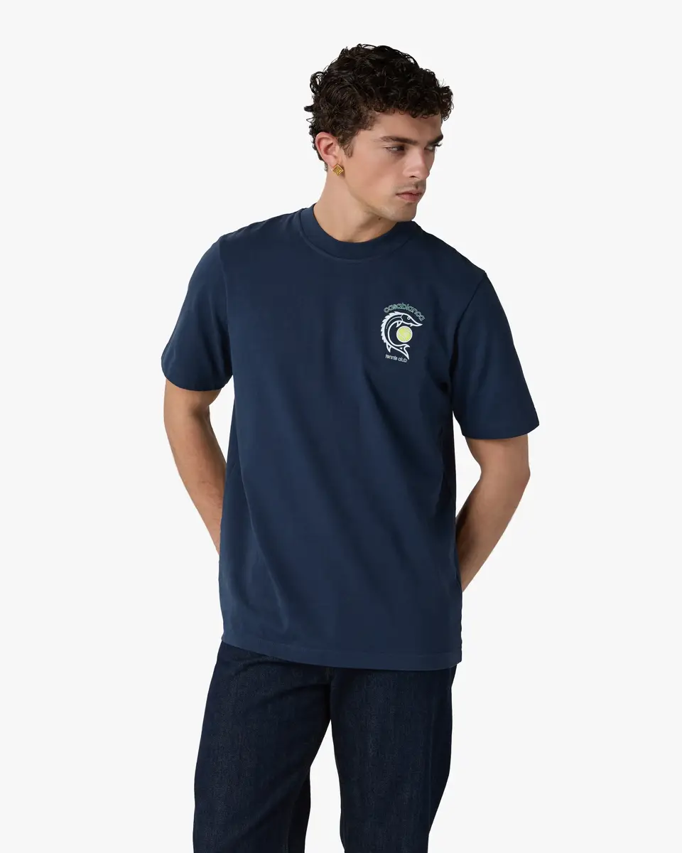 Casablanca Navy Casa Kaspia New York Tennis Club Short Sleeve T-Shirt | Thumbnail 4 Casablanca Navy Casa Kaspia New York Tennis Club Short Sleeve T-Shirt | Thumbnail 4