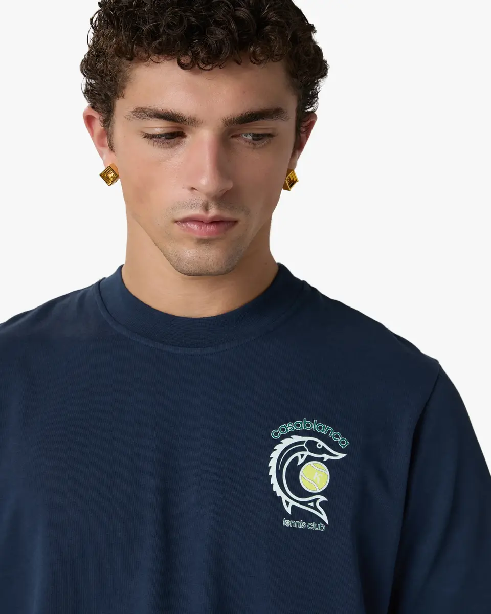 Casablanca Navy Casa Kaspia New York Tennis Club Short Sleeve T-Shirt | Thumbnail 5 Casablanca Navy Casa Kaspia New York Tennis Club Short Sleeve T-Shirt | Thumbnail 5