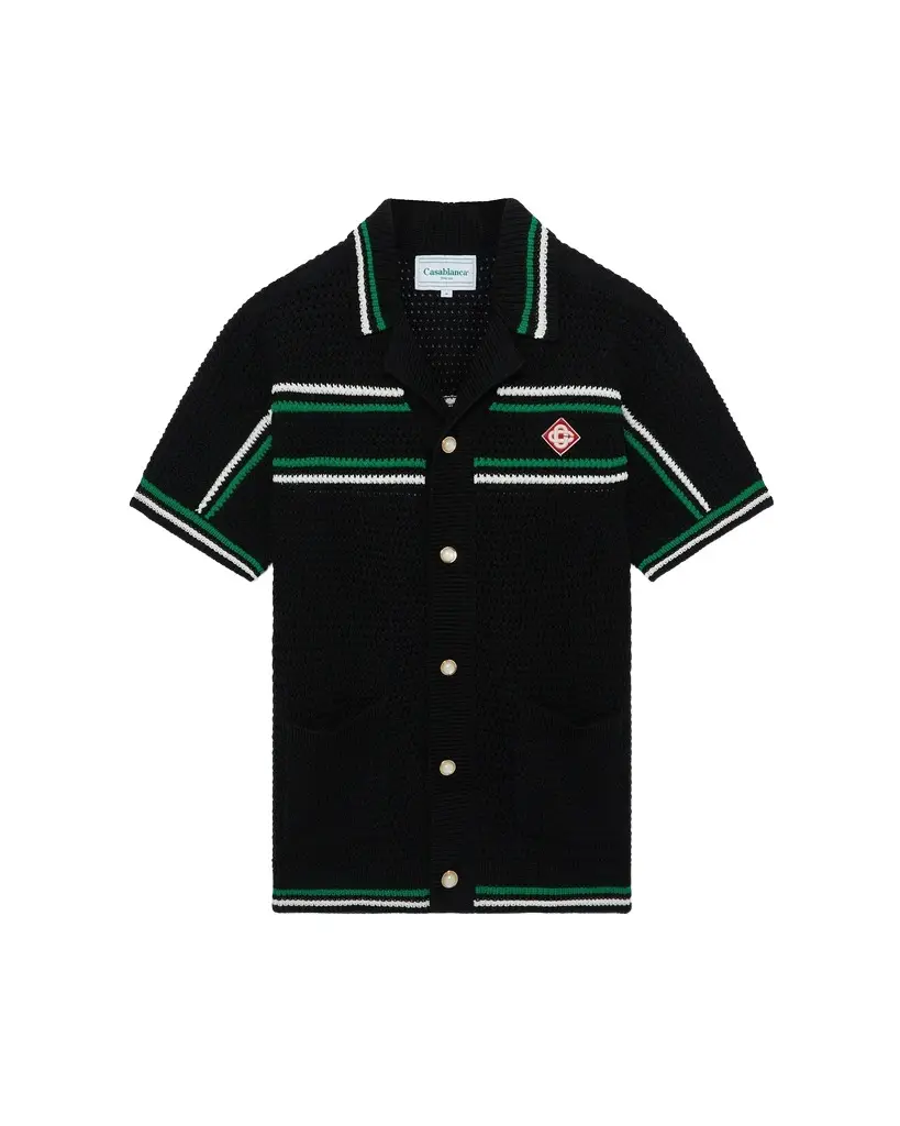 Tennis Short Sleeve Crochet Shirt in Green