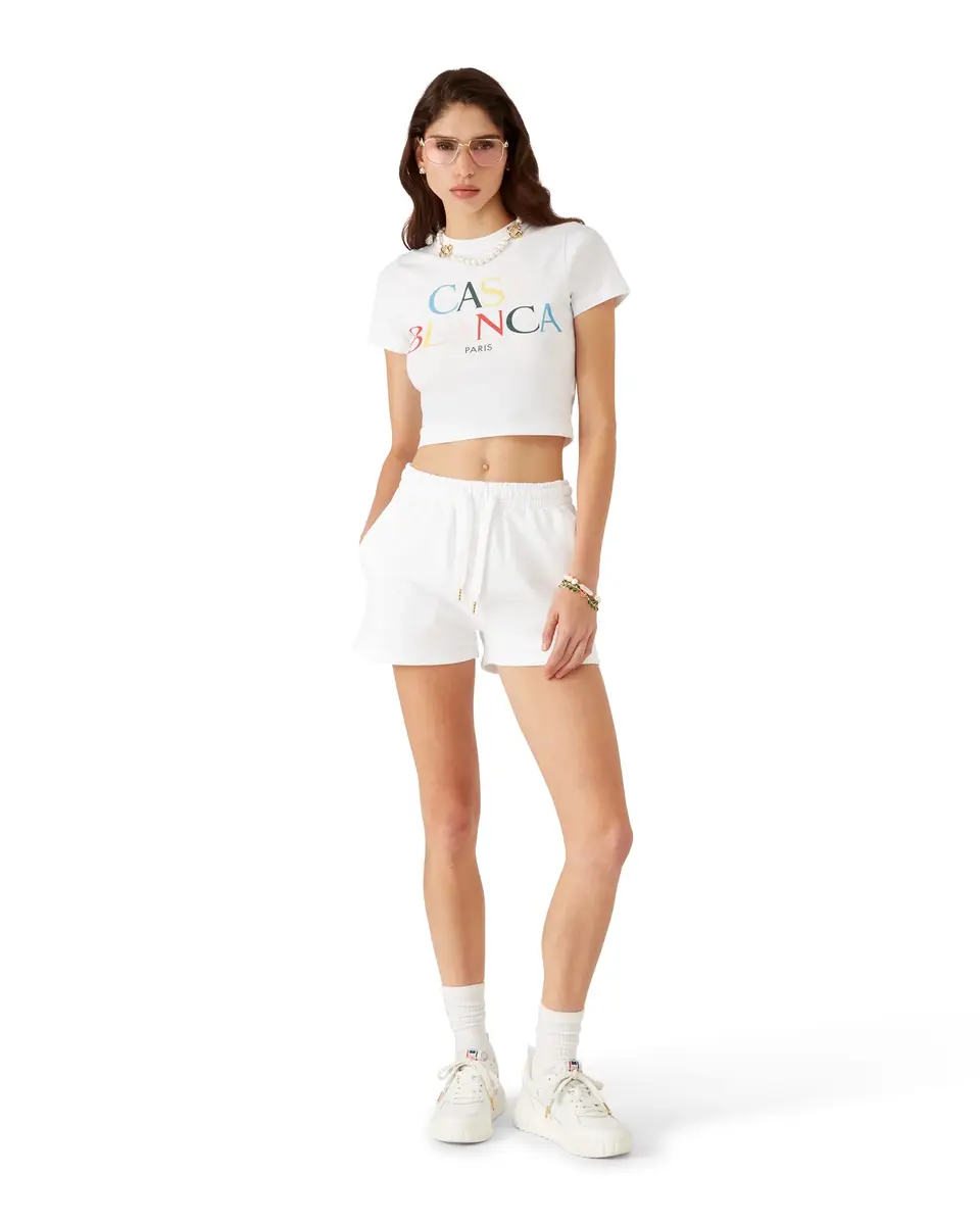 Casablanca Stacked Logo Cropped Short Sleeve T-Shirt | Thumbnail 2 Casablanca Stacked Logo Cropped Short Sleeve T-Shirt | Thumbnail 2