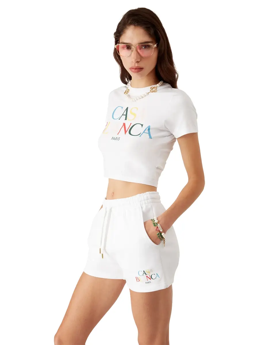 Casablanca Stacked Logo Cropped Short Sleeve T-Shirt | Thumbnail 4 Casablanca Stacked Logo Cropped Short Sleeve T-Shirt | Thumbnail 4