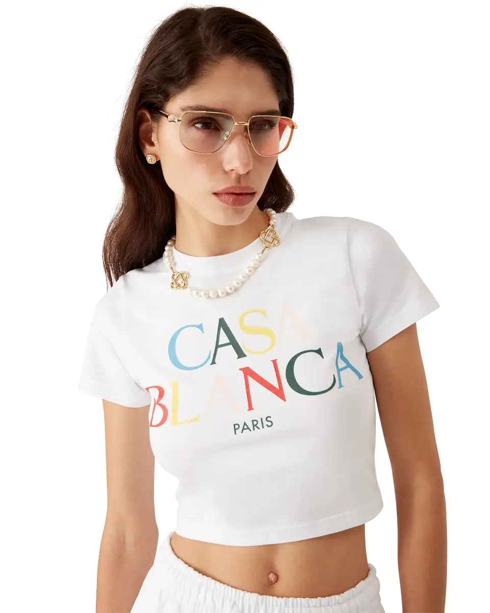 Casablanca Stacked Logo Cropped Short Sleeve T-Shirt | Thumbnail 5 Casablanca Stacked Logo Cropped Short Sleeve T-Shirt | Thumbnail 5