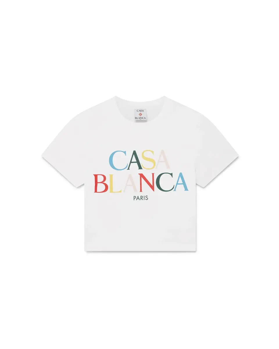 Casablanca Stacked Logo Cropped Short Sleeve T-Shirt