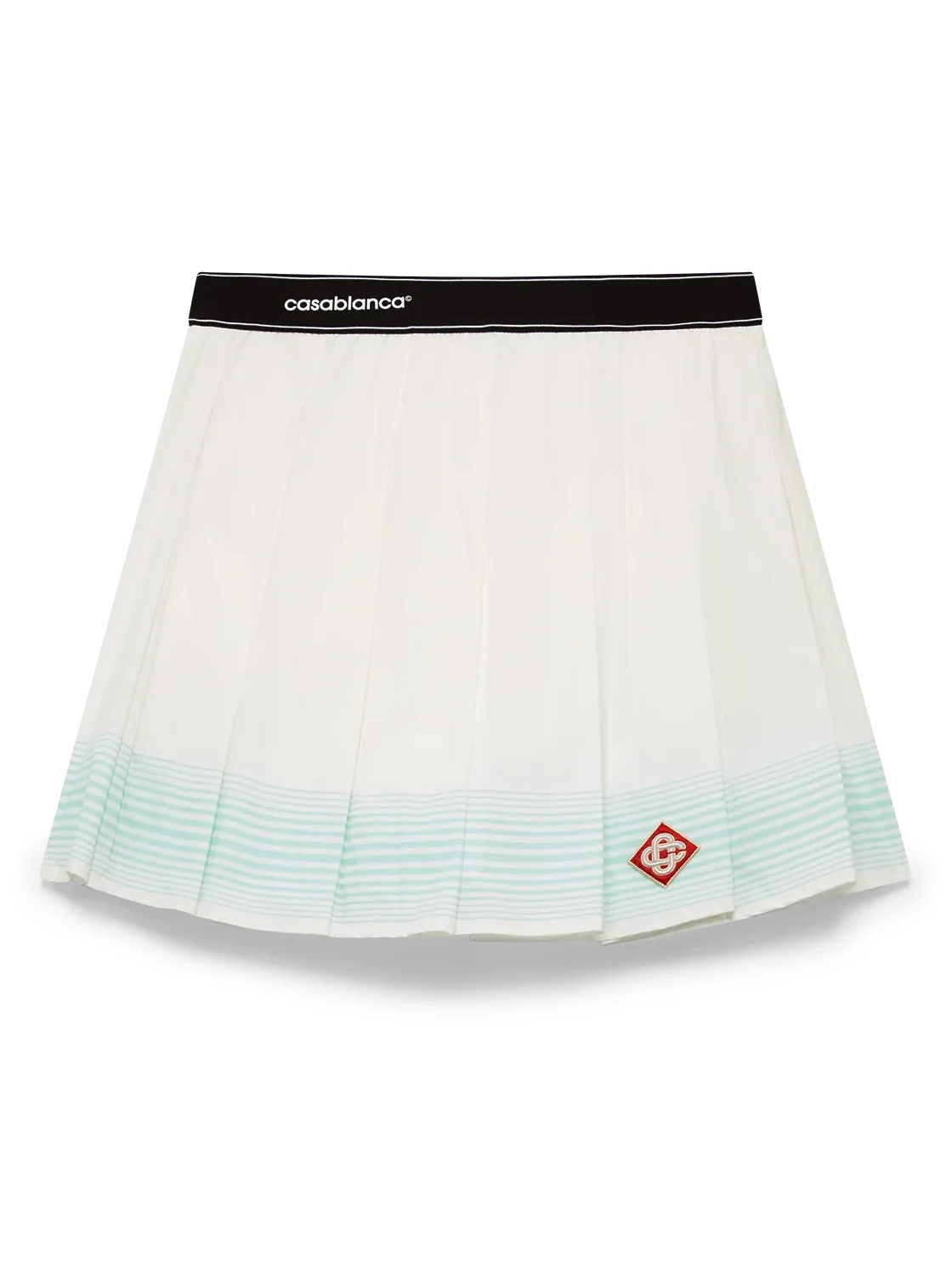 Casablanca Stripe Pleated Mini Skirt in Green