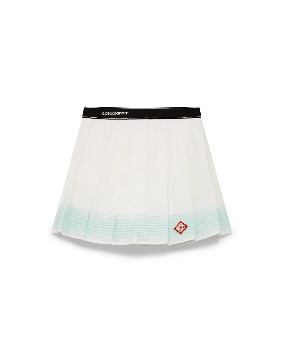 Stripe Pleated Mini Skirt in Green Stripe Pleated Mini Skirt in Green
