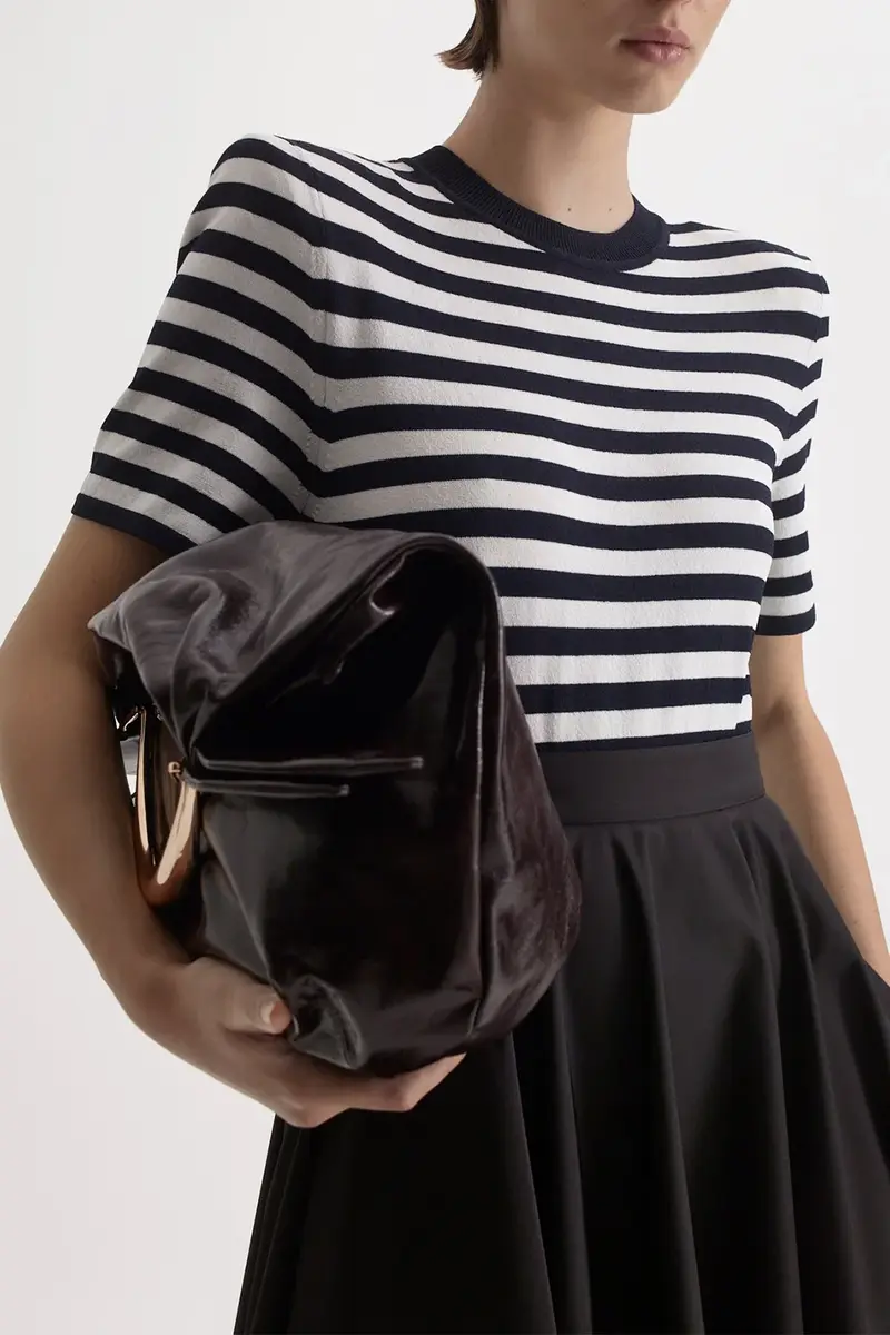 Scanlan Theodore Crepe Striped T-Shirt - Navy | Thumbnail 3 Scanlan Theodore Crepe Striped T-Shirt - Navy | Thumbnail 3