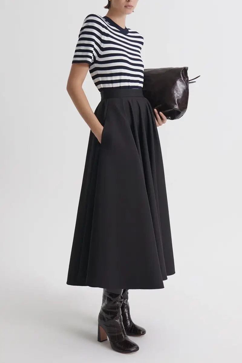 Scanlan Theodore Crepe Striped T-Shirt - Navy | Thumbnail 4 Scanlan Theodore Crepe Striped T-Shirt - Navy | Thumbnail 4