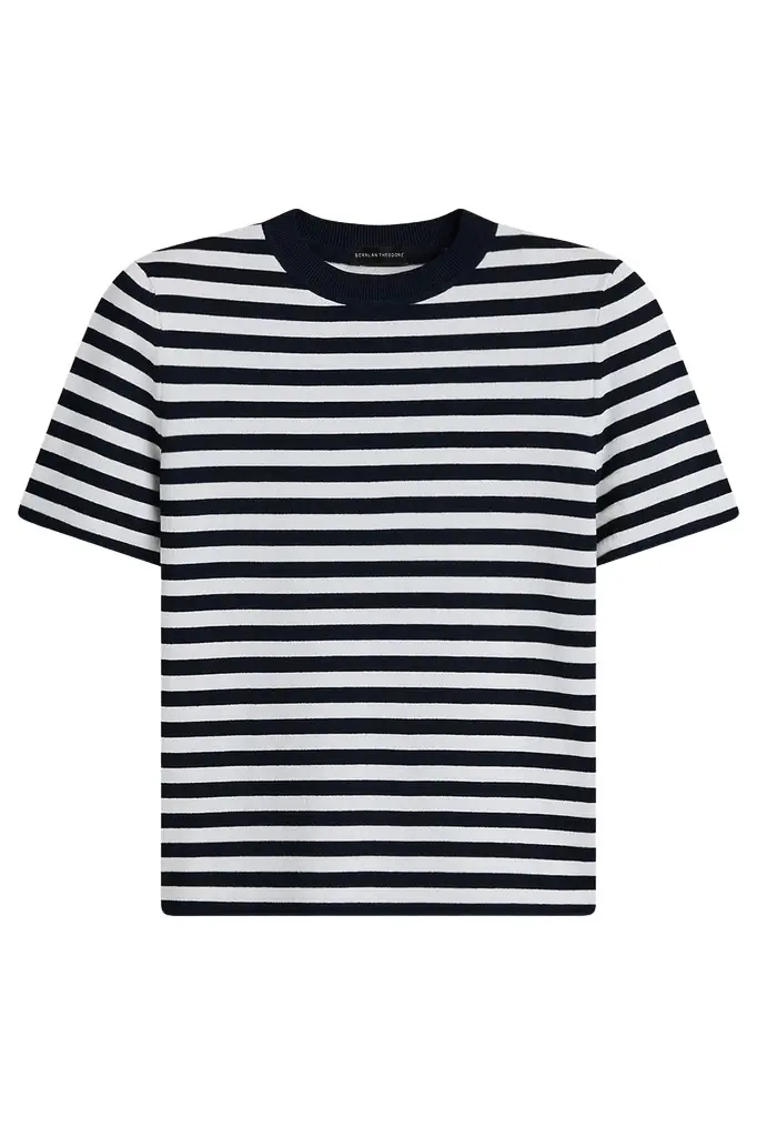 Scanlan Theodore Crepe Striped T-Shirt - Navy