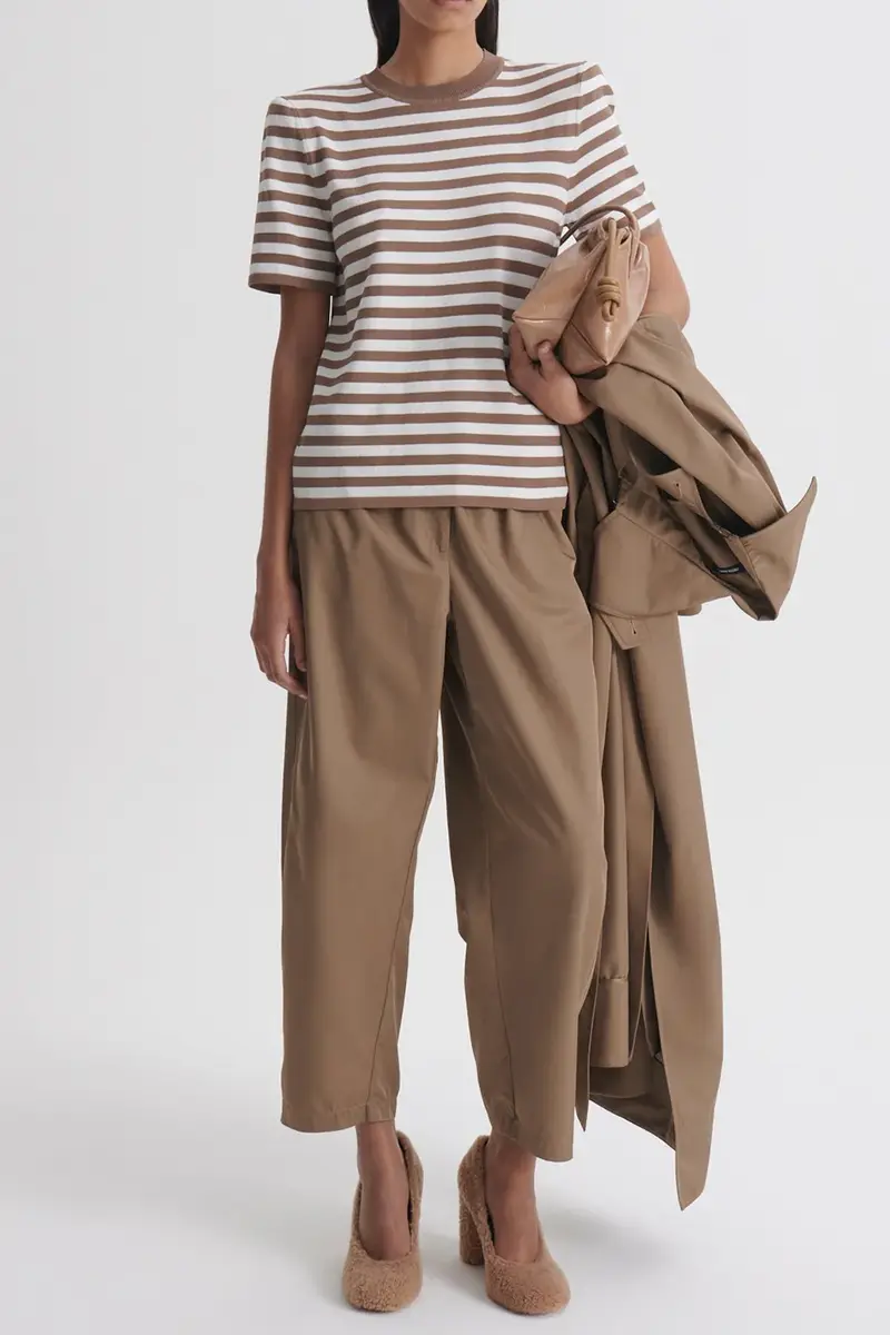 Scanlan Theodore Crepe Striped T-Shirt - Whiskey | Thumbnail 2 Scanlan Theodore Crepe Striped T-Shirt - Whiskey | Thumbnail 2