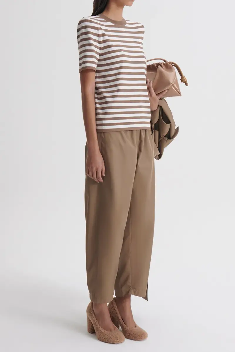 Scanlan Theodore Crepe Striped T-Shirt - Whiskey | Thumbnail 4 Scanlan Theodore Crepe Striped T-Shirt - Whiskey | Thumbnail 4