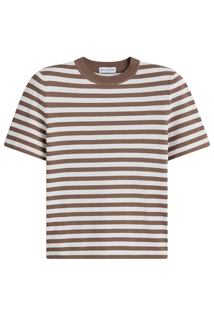 Crepe Striped T-Shirt - Whiskey Crepe Striped T-Shirt - Whiskey