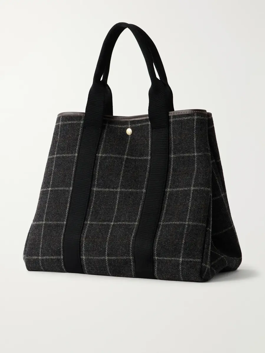 RUE de VERNEUIL Traversée leather-trimmed checked tweed tote | Thumbnail 4