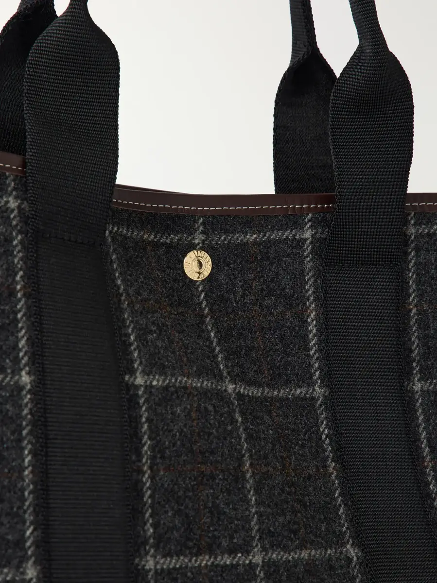 RUE de VERNEUIL Traversée leather-trimmed checked tweed tote | Thumbnail 5