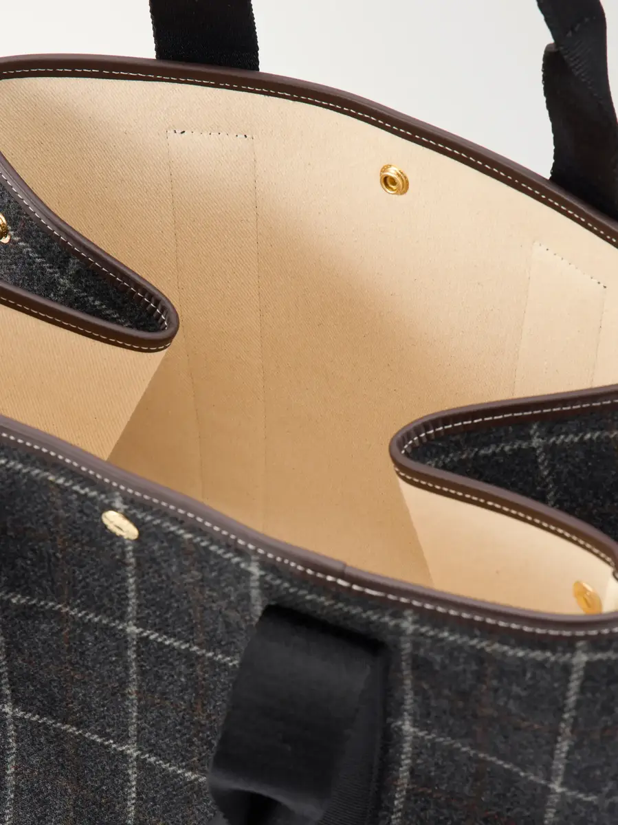 RUE de VERNEUIL Traversée leather-trimmed checked tweed tote | Thumbnail 6