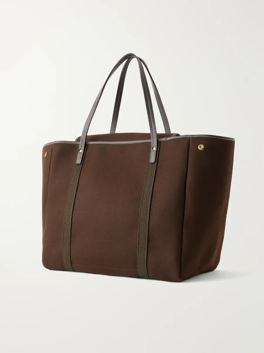 RUE de VERNEUIL Madison webbing and leather-trimmed wool-flannel tote - dark brown - One Size | Thumbnail 4 RUE de VERNEUIL Madison webbing and leather-trimmed wool-flannel tote - dark brown - One Size | Thumbnail 4