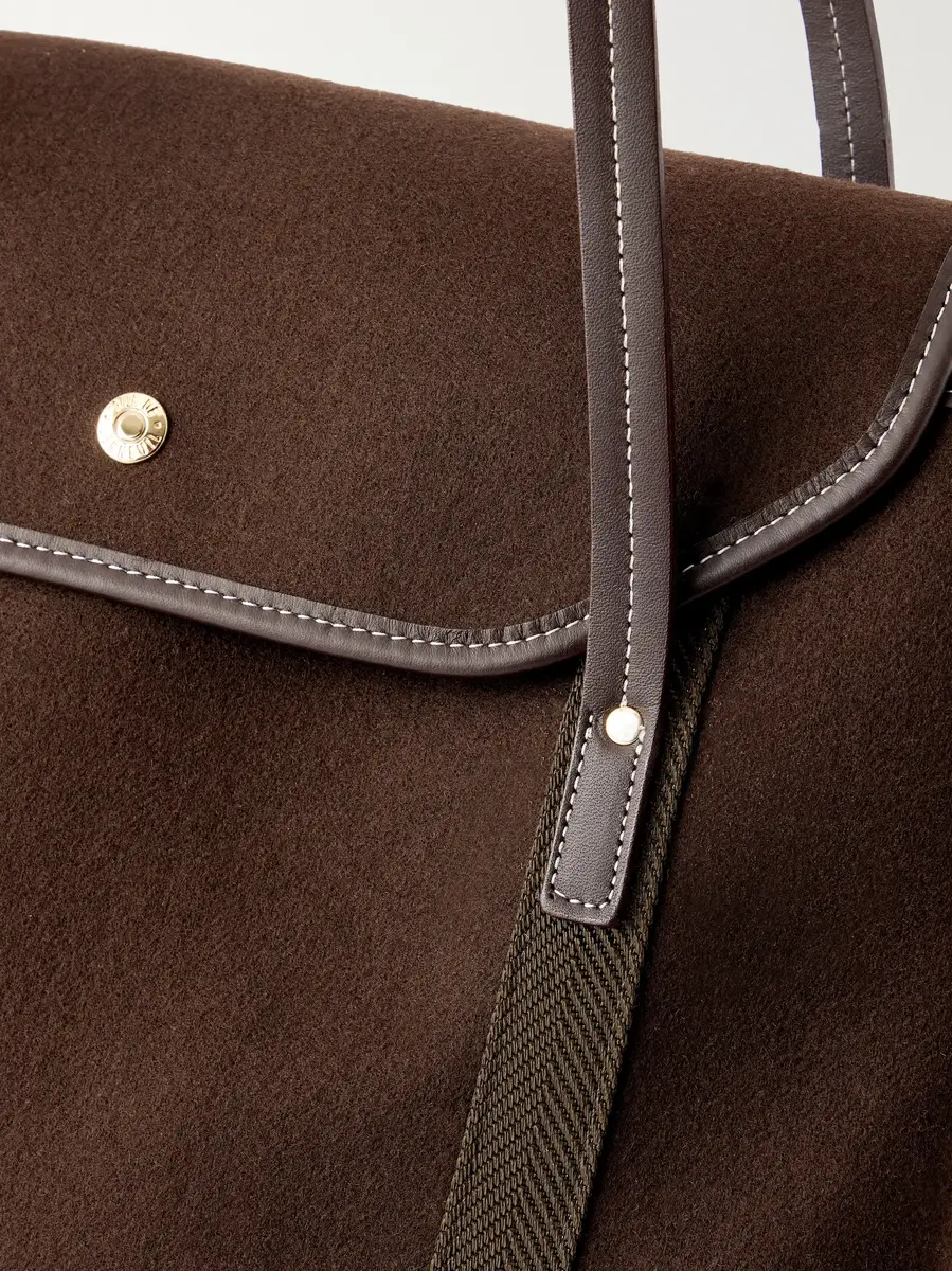 RUE de VERNEUIL Madison webbing and leather-trimmed wool-flannel tote - dark brown - One Size | Thumbnail 5 RUE de VERNEUIL Madison webbing and leather-trimmed wool-flannel tote - dark brown - One Size | Thumbnail 5