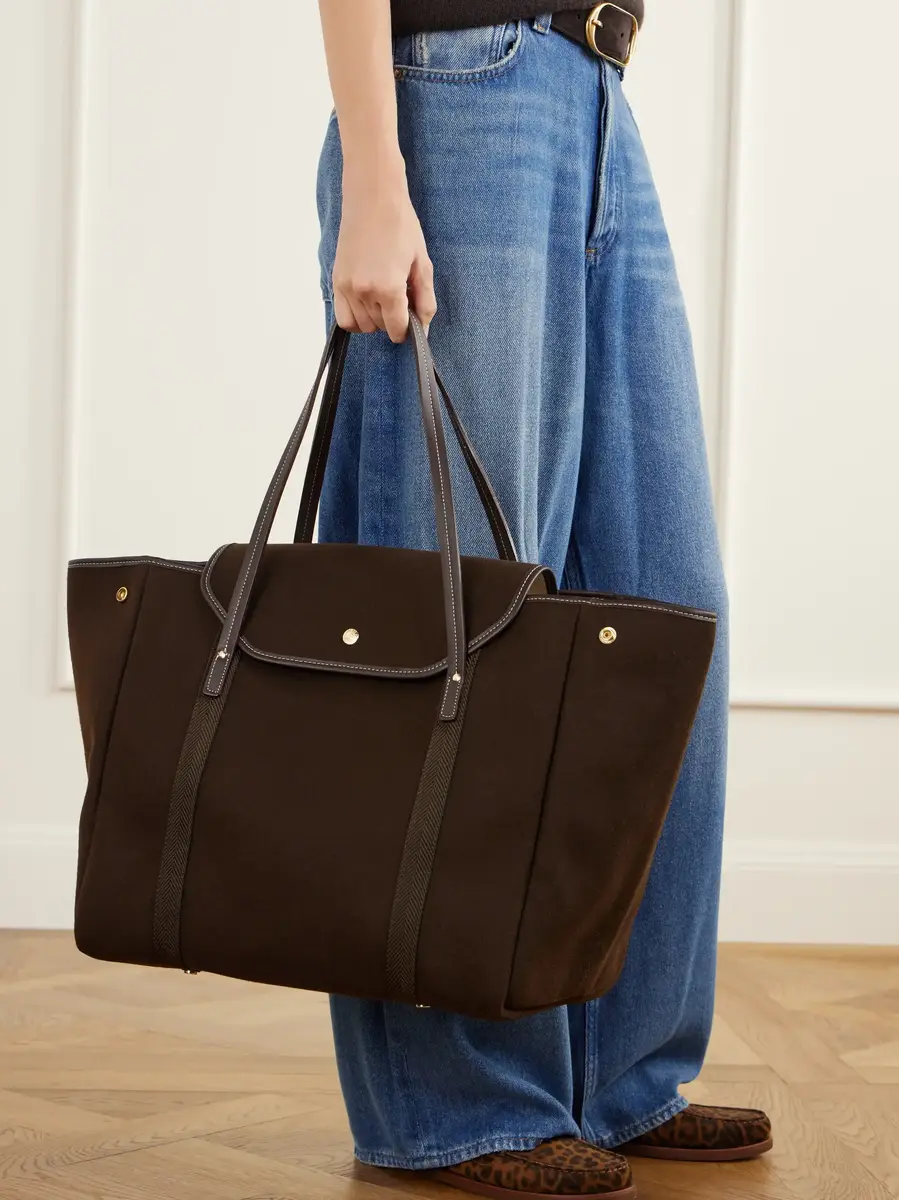 RUE de VERNEUIL Madison webbing and leather-trimmed wool-flannel tote - dark brown - One Size | Thumbnail 7 RUE de VERNEUIL Madison webbing and leather-trimmed wool-flannel tote - dark brown - One Size | Thumbnail 7