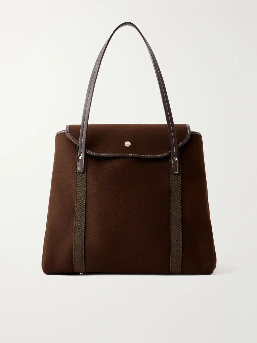 RUE de VERNEUIL Madison webbing and leather-trimmed wool-flannel tote - dark brown - One Size | Thumbnail 8 RUE de VERNEUIL Madison webbing and leather-trimmed wool-flannel tote - dark brown - One Size | Thumbnail 8