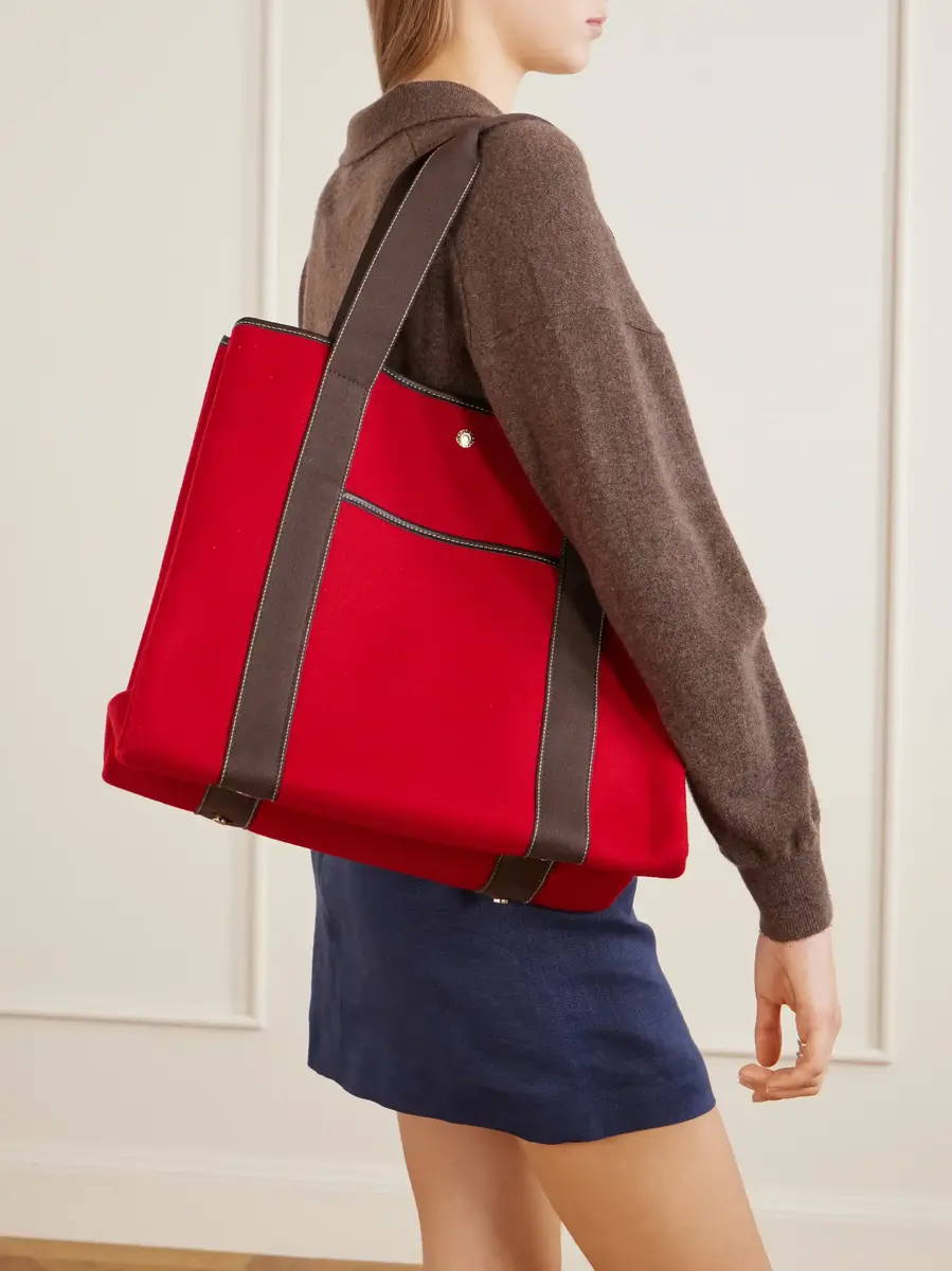 RUE de VERNEUIL Traversée large leather-trimmed flannel tote | Thumbnail 2