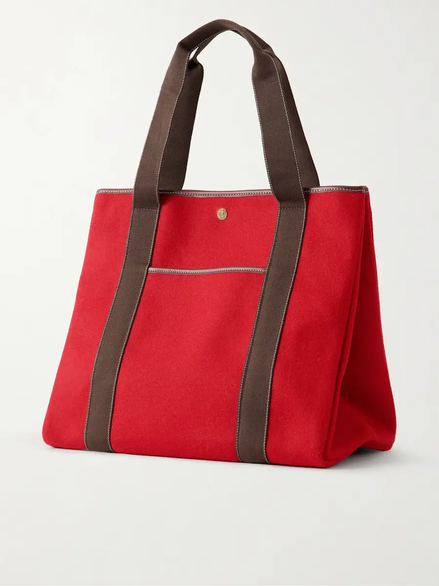 RUE de VERNEUIL Traversée large leather-trimmed flannel tote | Thumbnail 4