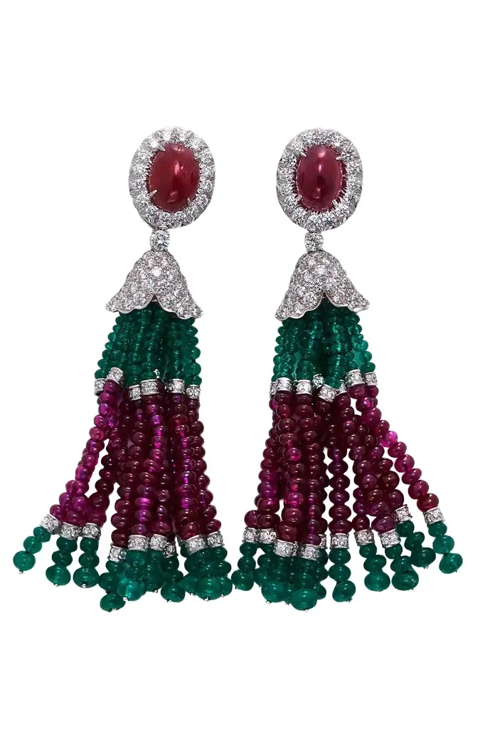 Ruby Diamond Tassel Earrings Ruby Diamond Tassel Earrings