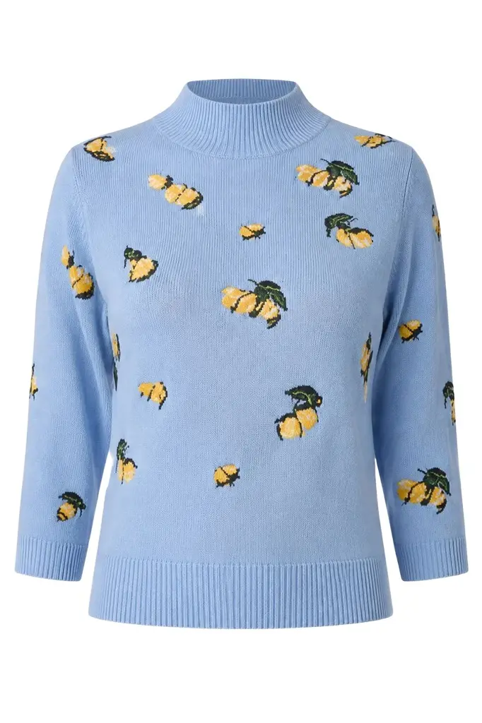 Lemon Print Mock Neck Top Lemon Print Mock Neck Top