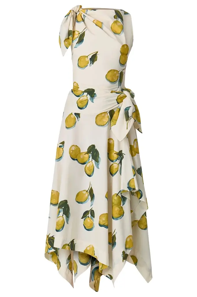 Lemon Print Bow Tie Dress