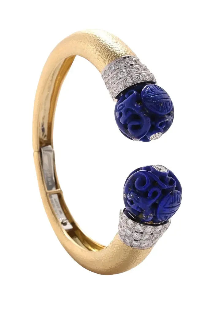 Diamond Lapis Bead Magellan Cuff Bracelet Diamond Lapis Bead Magellan Cuff Bracelet