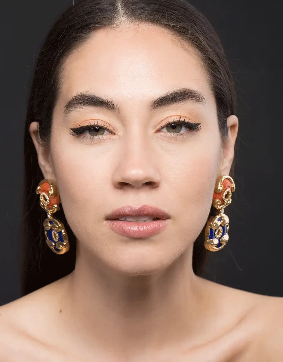 DAVID WEBB Diamond Lapis Lazuli Scroll Disk Earrings | Thumbnail 3 DAVID WEBB Diamond Lapis Lazuli Scroll Disk Earrings | Thumbnail 3