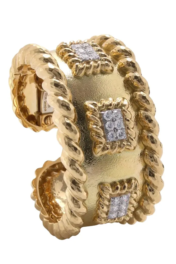 Diamond Rope Edge Cuff Bracelet Diamond Rope Edge Cuff Bracelet