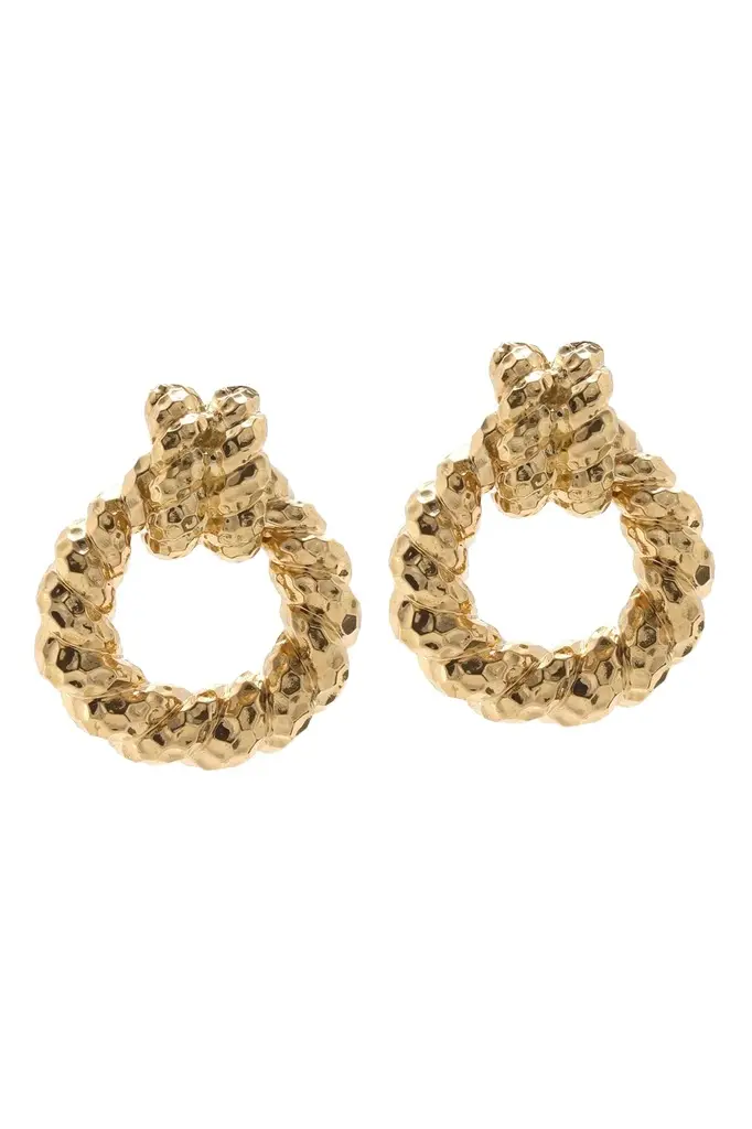 DAVID WEBB Rope Doornocker Hammered Earrings