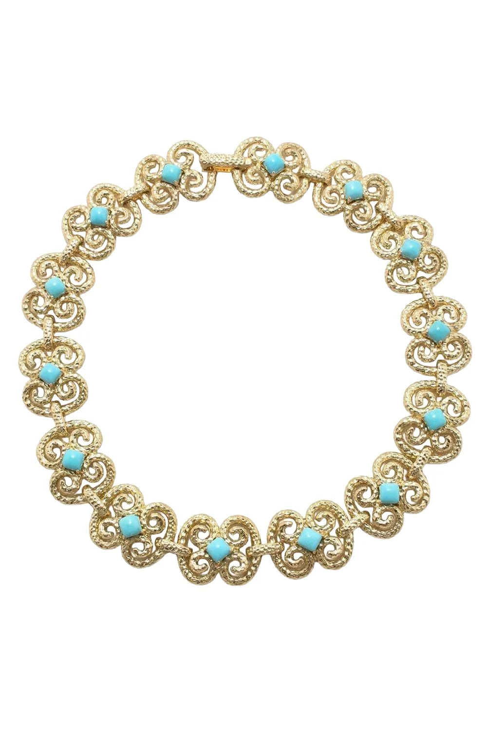 DAVID WEBB Turquoise Scroll Collar Necklace