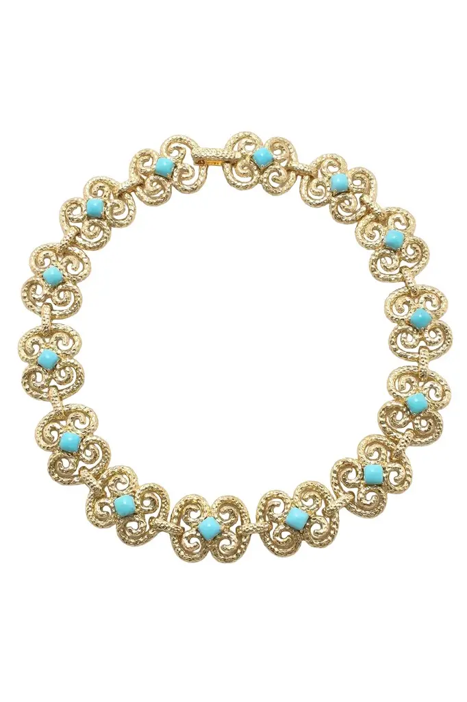 DAVID WEBB Turquoise Scroll Collar Necklace