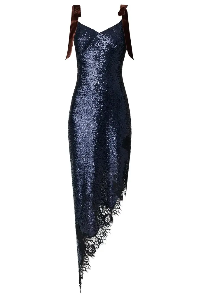 Velvet Bow Sequin Midi Dress Velvet Bow Sequin Midi Dress