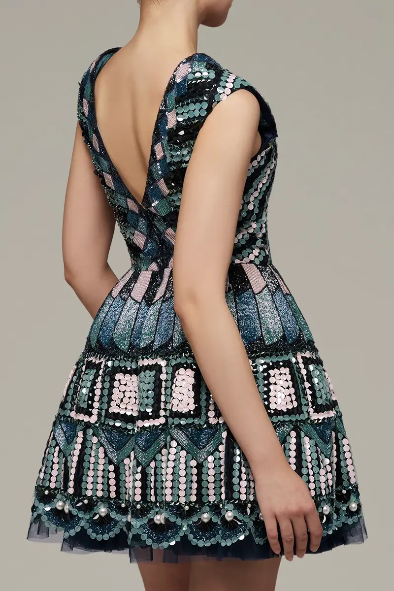 Papa Don't Preach Emerald Mosaic Sequin Mini Dress | Thumbnail 5 Papa Don't Preach Emerald Mosaic Sequin Mini Dress | Thumbnail 5