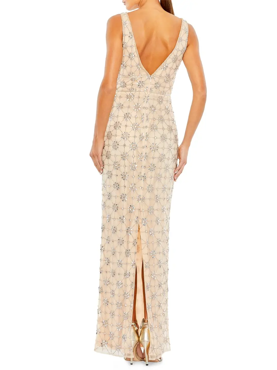 Mac Duggal Women's Embellished V-Neck Column Gown | Thumbnail 3 Mac Duggal Women's Embellished V-Neck Column Gown | Thumbnail 3