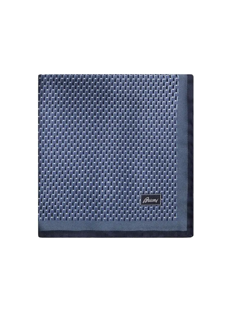 Brioni Men's Hand-Rolled Geometric Silk Pocket Sqaure
