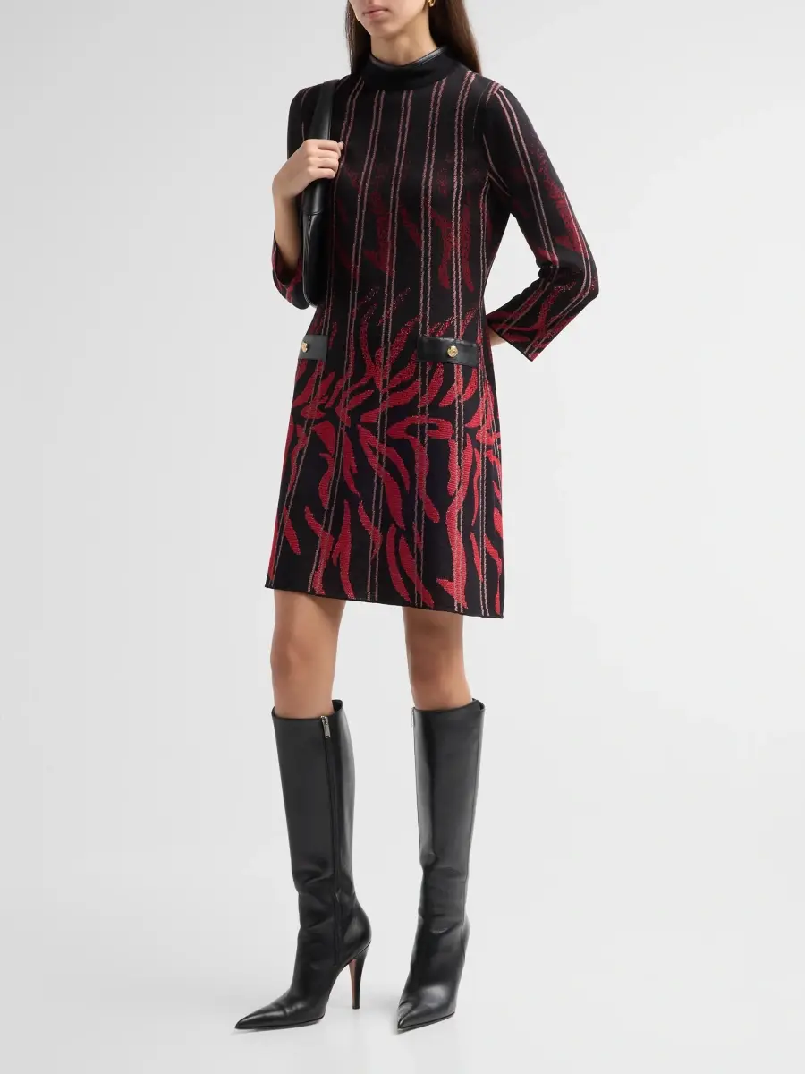 Ming Wang Women's Petite Animal-Print Mini Dress | Thumbnail 4 Ming Wang Women's Petite Animal-Print Mini Dress | Thumbnail 4