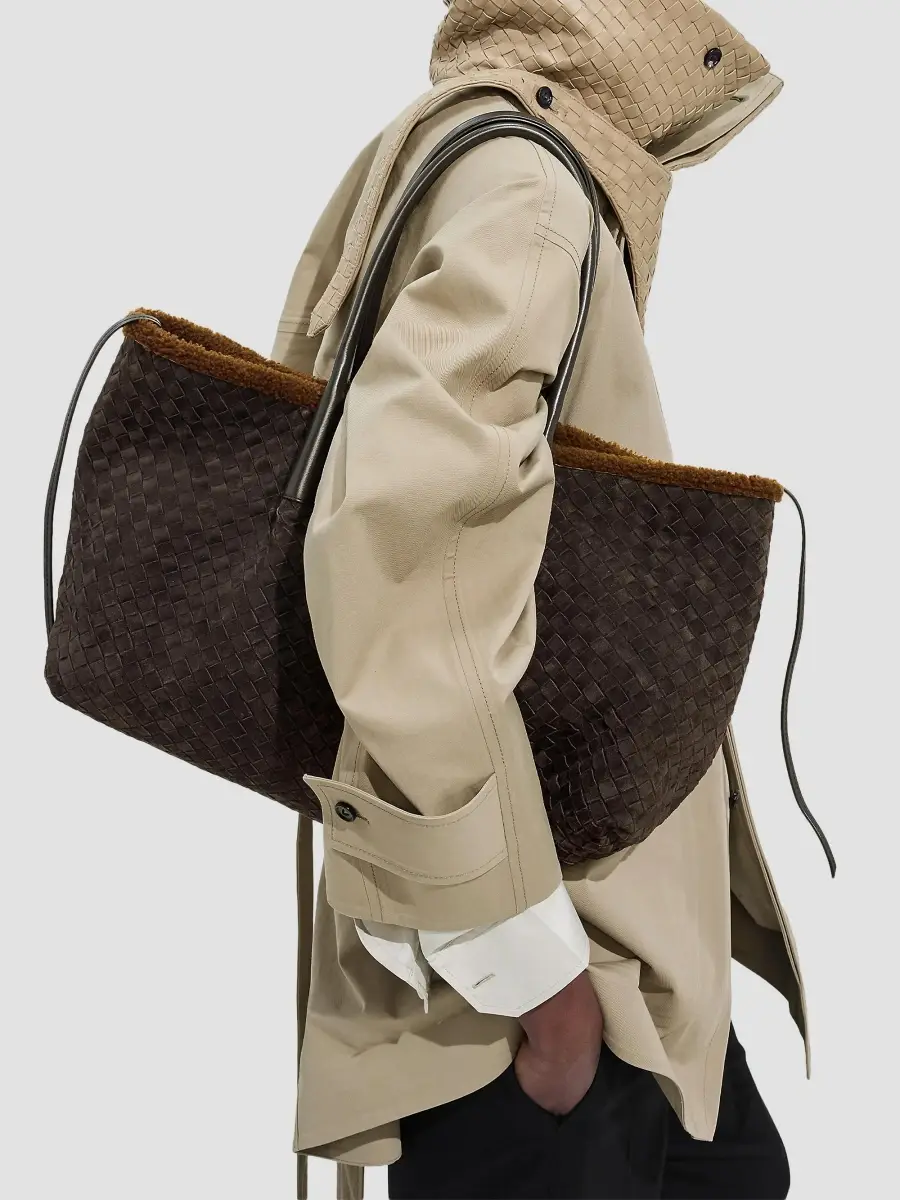 Bottega Veneta Women's Large Pinacoteca Intrecciato Suede & Shearling Tote Bag | Thumbnail 2