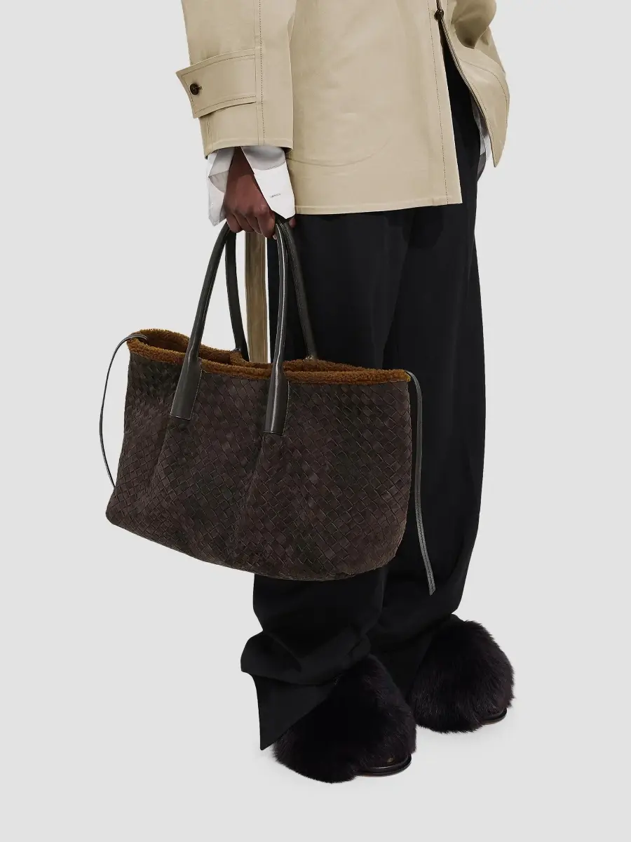 Bottega Veneta Women's Large Pinacoteca Intrecciato Suede & Shearling Tote Bag | Thumbnail 3