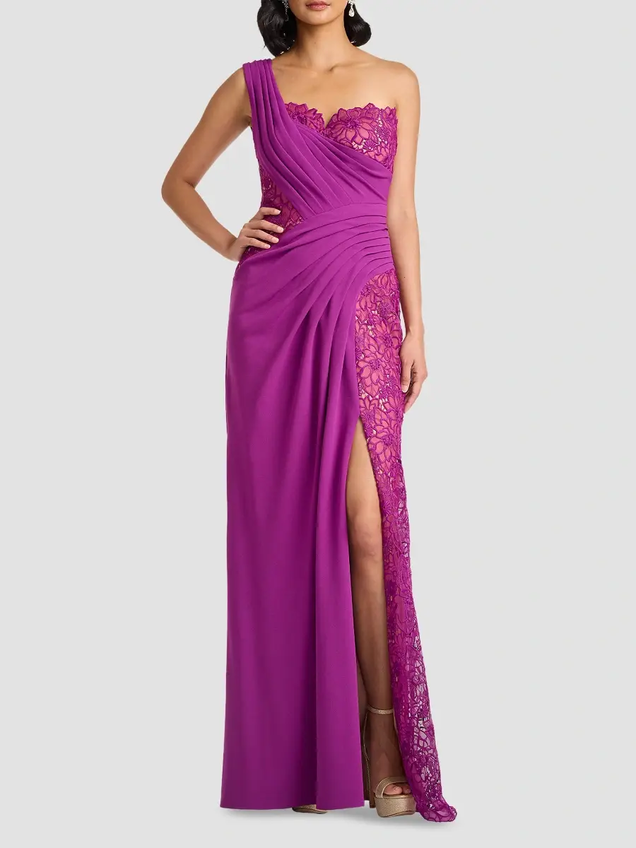 Tadashi Shoji Women's Calandra Embroidered Pleated One-Shoulder Gown | Thumbnail 2 Tadashi Shoji Women's Calandra Embroidered Pleated One-Shoulder Gown | Thumbnail 2