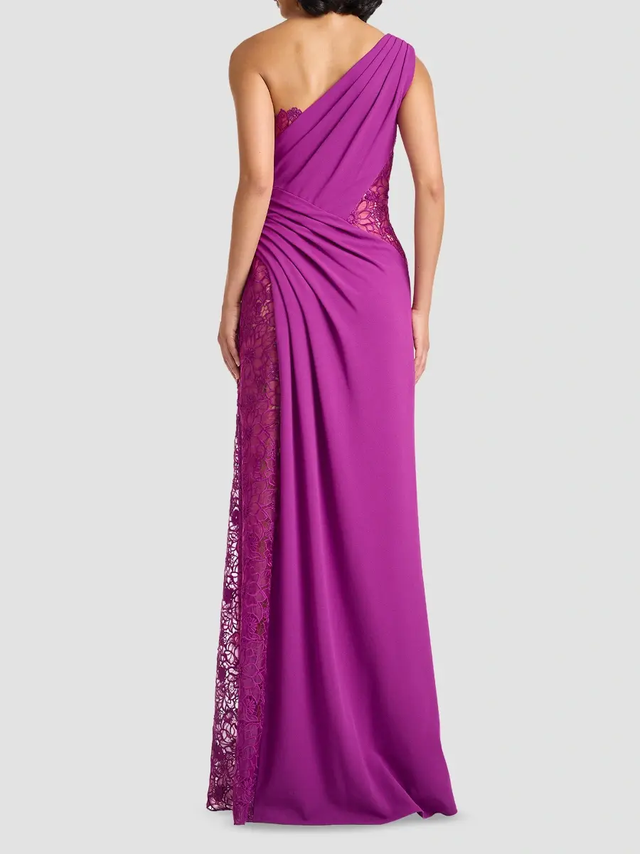 Tadashi Shoji Women's Calandra Embroidered Pleated One-Shoulder Gown | Thumbnail 3 Tadashi Shoji Women's Calandra Embroidered Pleated One-Shoulder Gown | Thumbnail 3